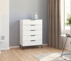 rauch Kommode »Flipp« mit Fußgestell, 5 Schubladen, 80 cm, weiß