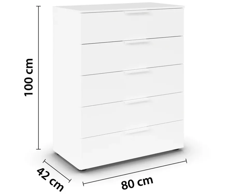 rauch Kommode »Flipp«, 5 Schubladen mit Soft-Close, weiß