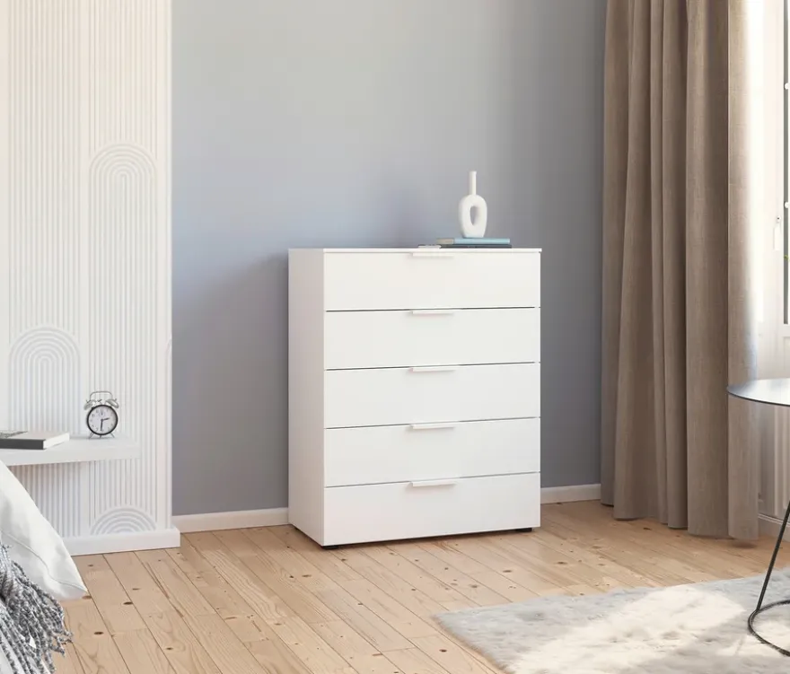 rauch Kommode »Flipp«, 5 Schubladen mit Soft-Close, weiß