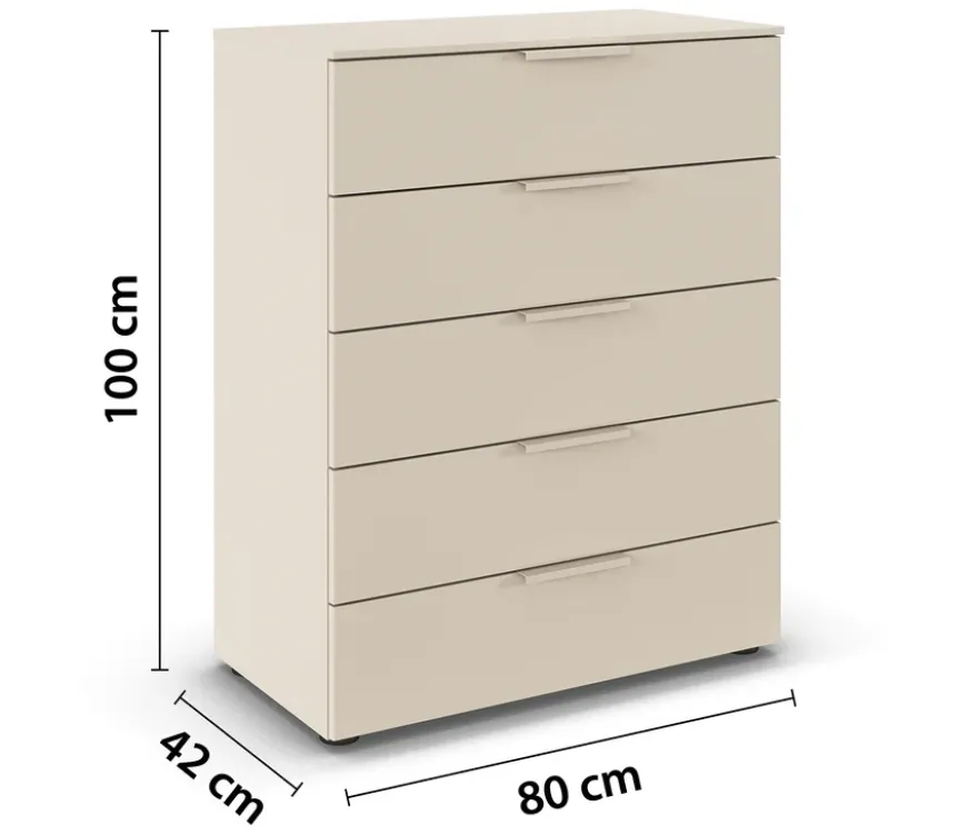 rauch Kommode »Flipp«, 5 Schubladen mit Soft-Close, beige/champagner