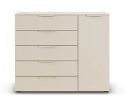 rauch Kommode »Flipp«, 1 Tür, 5 Schubladen mit Soft-Close, beige/champagner