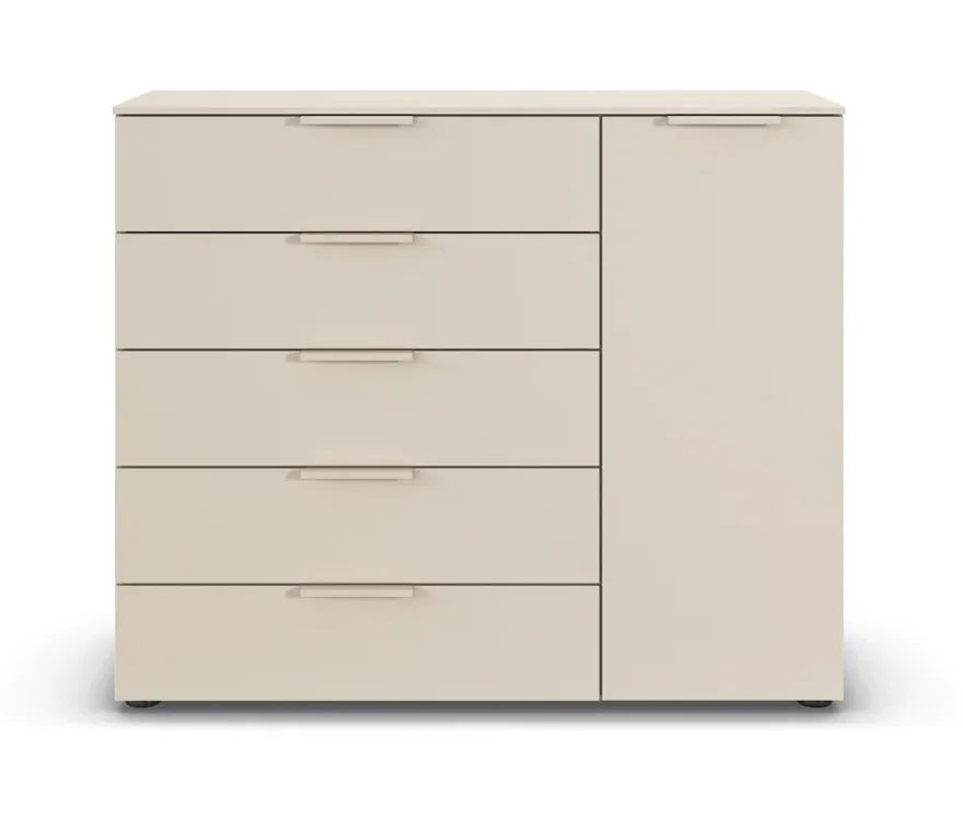 rauch Kommode »Flipp«, 1 Tür, 5 Schubladen mit Soft-Close, beige/champagner