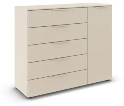 rauch Kommode »Flipp«, 1 Tür, 5 Schubladen mit Soft-Close, beige/champagner