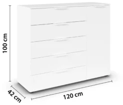 rauch Kommode »Flipp«, 1 Tür, 5 Schubladen mit Soft-Close, weiß