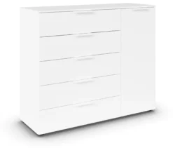 rauch Kommode »Flipp«, 1 Tür, 5 Schubladen mit Soft-Close, weiß