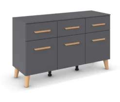 rauch Kommode »Skandi«, mit 3 Schubladen und Türen, grau metallic