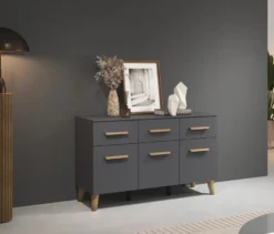 rauch Kommode »Skandi«, mit 3 Schubladen und Türen, grau metallic