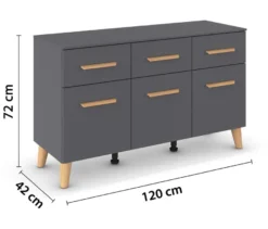 rauch Kommode »Skandi«, mit 3 Schubladen und Türen, grau metallic