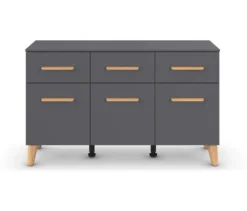 rauch Kommode »Skandi«, mit 3 Schubladen und Türen, grau metallic
