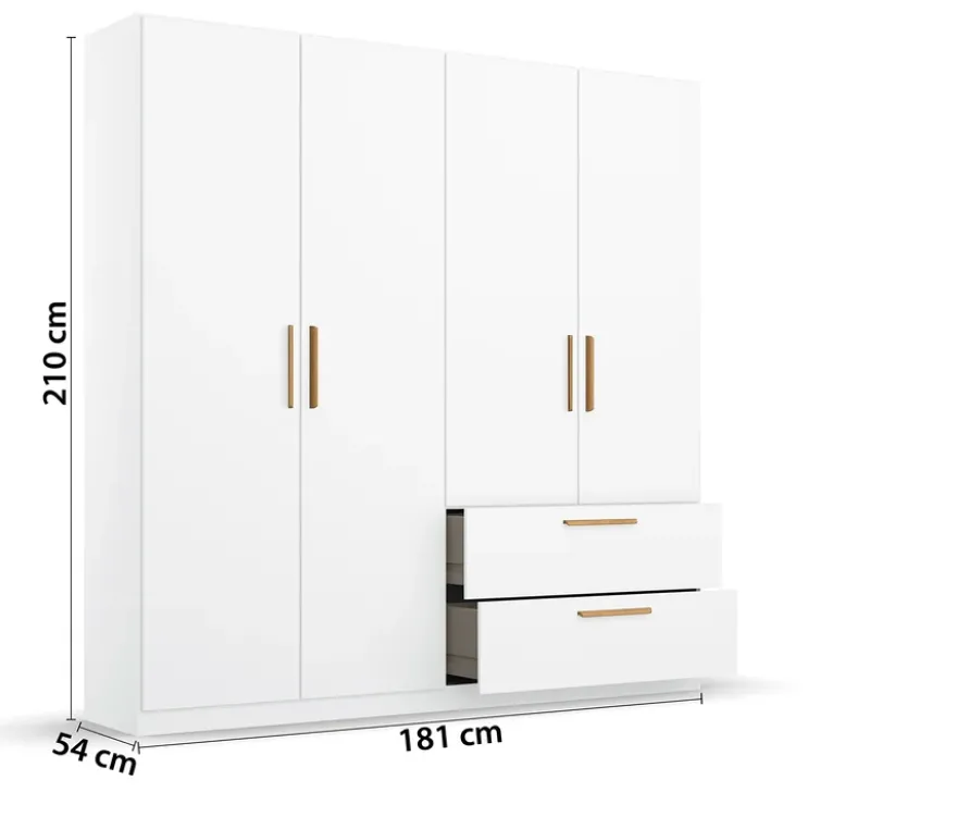 rauch Schlafzimmer-Set »Skandi« mit Bett, Nachttisch, Kleiderschrank und Kommode, weiß