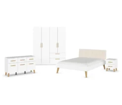 rauch Schlafzimmer-Set »Skandi« mit Bett, Nachttisch, Kleiderschrank und Kommode, weiß