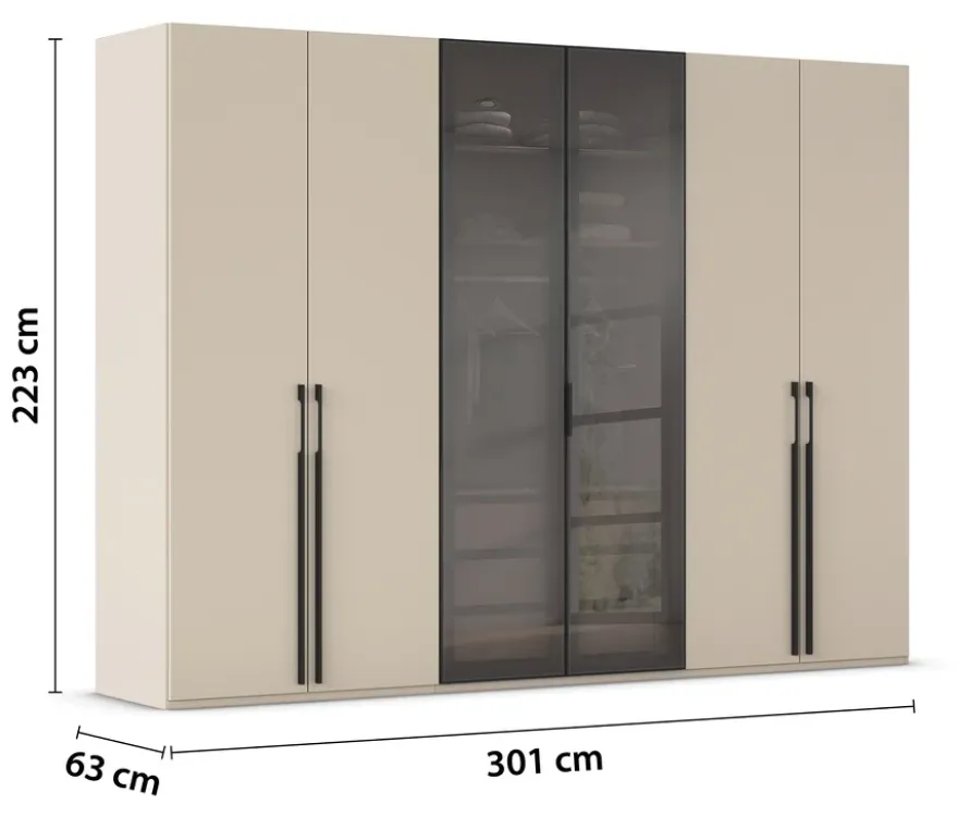 rauch Schrank »Skat Shine«, 6-türig mit Glasrahmentüren, beige/champagner