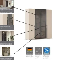rauch Schrank »Skat Shine«, 6-türig mit Glasrahmentüren, beige/champagner