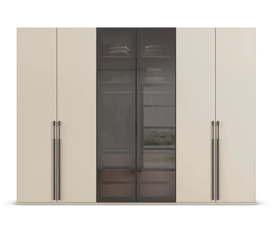 rauch Schrank »Skat Shine«, 6-türig mit Glasrahmentüren, beige/champagner