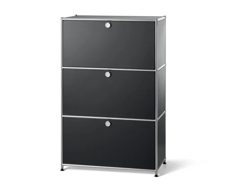 Regal Metall »CN3« mit 3 Klappenfächern, schwarz