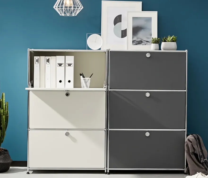Regal Metall »CN3« mit 3 Klappenfächern, grau