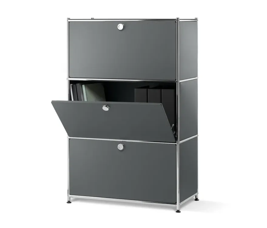 Regal Metall »CN3« mit 3 Klappenfächern, grau