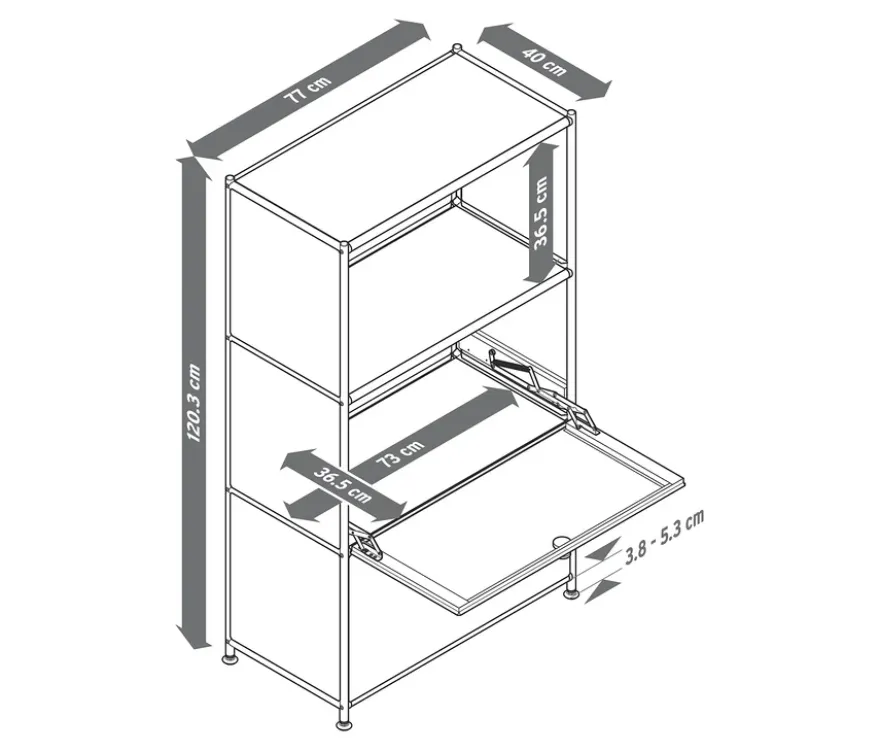 Regal Metall »CN3« mit 2 Klappenfächern, grau