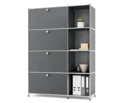 Regal Metall »CN3« mit 4 Klappenfächern, grau
