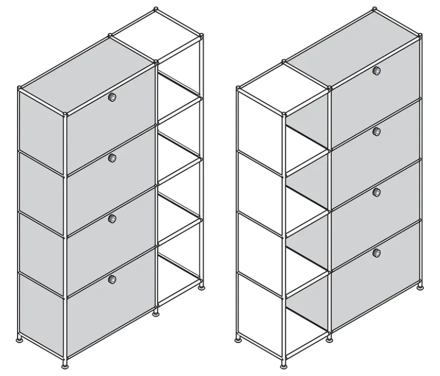 Regal Metall »CN3« mit 4 Klappenfächern, grau