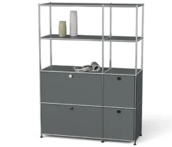 Regal Metall »CN3« mit 4 Klappenfächern, grau