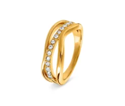 Ring Welle mit Glaskristallsteinen
