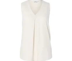 Ärmellose Leinenbluse, creme