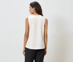Ärmellose Leinenbluse, creme