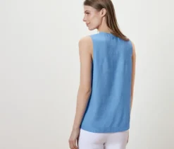 Ärmellose Leinenbluse, hellblau