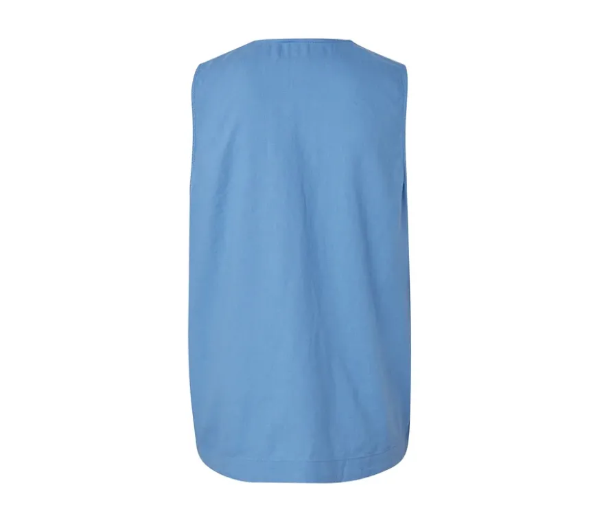 Ärmellose Leinenbluse, hellblau