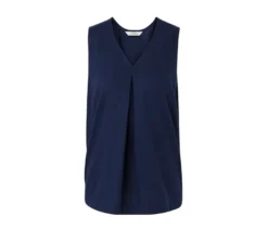 Ärmellose Leinenbluse, navy