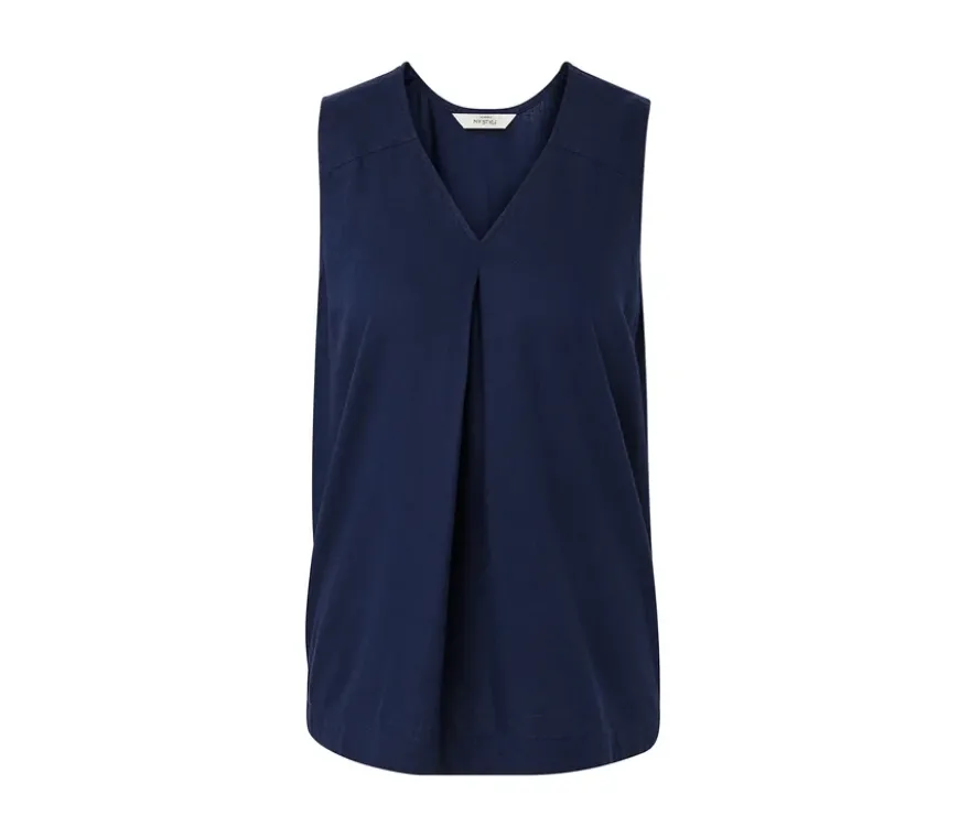 Ärmellose Leinenbluse, navy