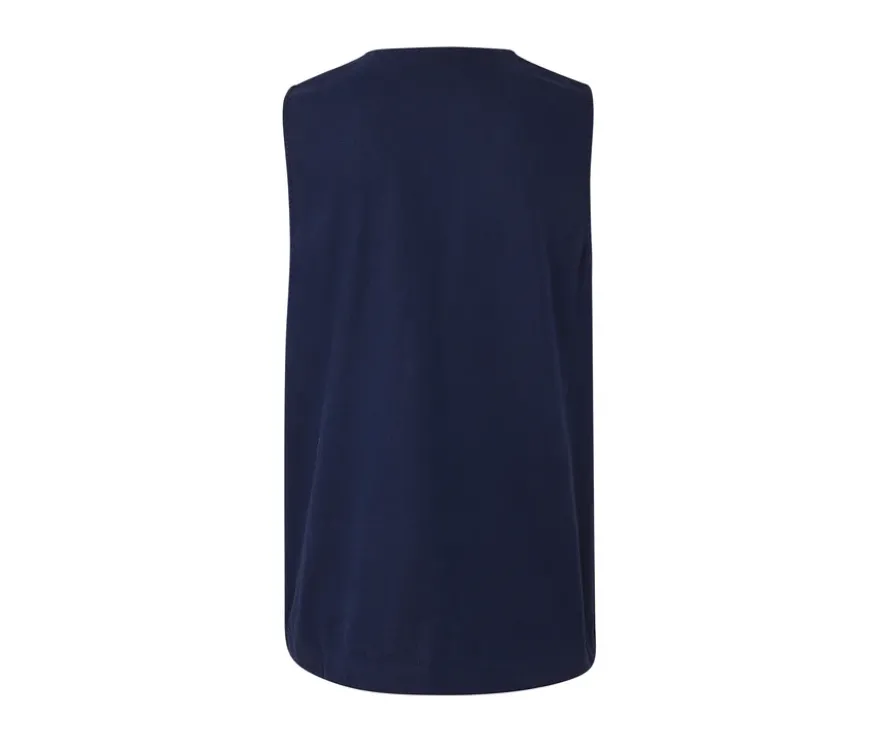 Ärmellose Leinenbluse, navy