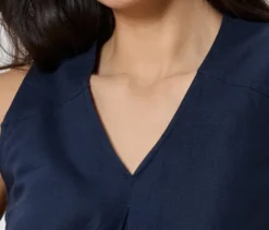 Ärmellose Leinenbluse, navy