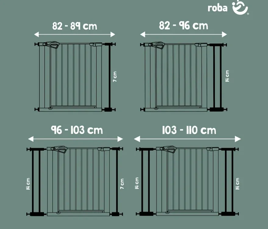 roba easySafe+ Tür-und-Treppen-Schutzgitter mit 14-cm-Erweiterung, schwarz