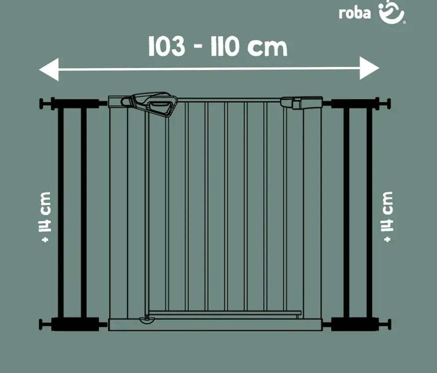 roba easySafe+ Tür-und-Treppen-Schutzgitter mit 14-cm-Erweiterung, schwarz
