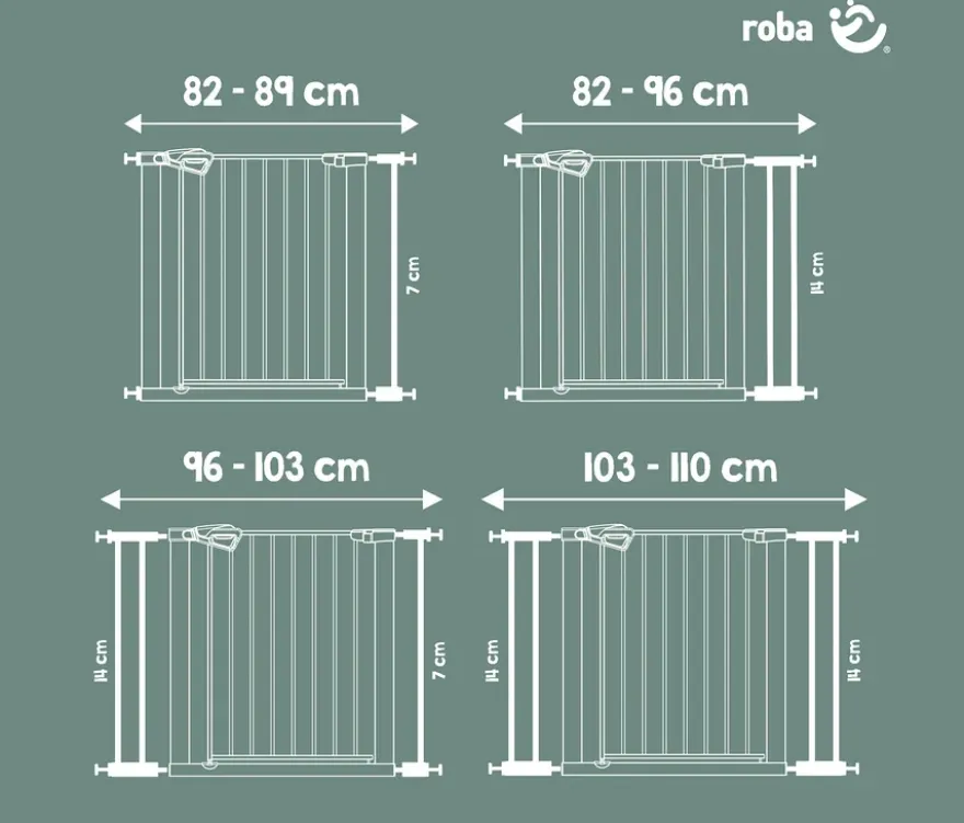 roba easySafe+ Tür-und-Treppen-Schutzgitter mit 14-cm-Erweiterung, weiß