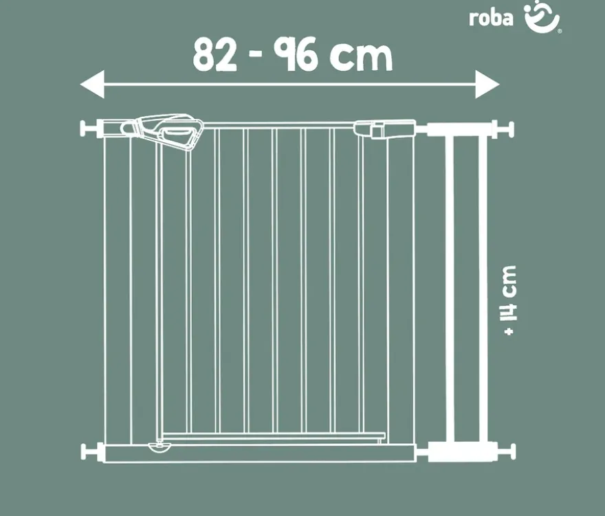 roba easySafe+ Tür-und-Treppen-Schutzgitter mit 14-cm-Erweiterung, weiß