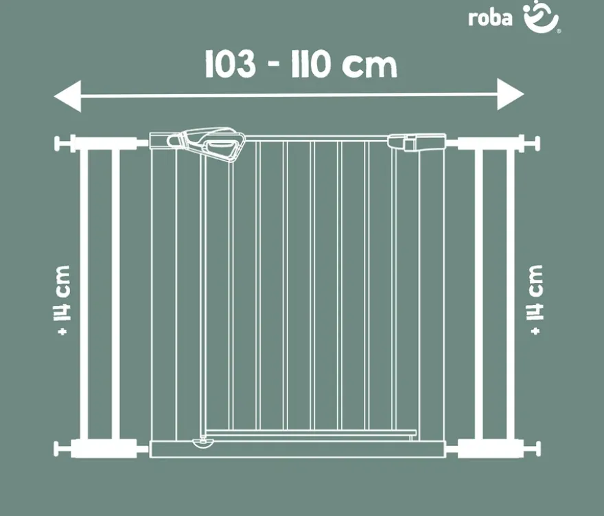 roba easySafe+ Tür-und-Treppen-Schutzgitter mit 14-cm-Erweiterung, weiß