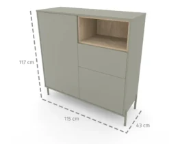 Roba Highboard »Hygge« mit 2 Türen, salbeigrün