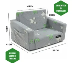 Roba Kindersessel »Minecraft« mit Schlaffunktion, Glow-in-the-Dark