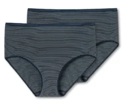 2 SCHIESSER Midislips mit Modal, dunkelblau, Streifen
