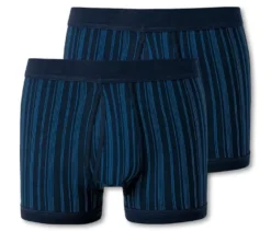 2 SCHIESSER Shorts in Feinripp, blau