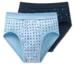 2 SCHIESSER Slips in Feinripp, hellblau