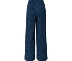 Schlupfhose in Crinkle-Optik, dunkelblau mit weißen Punkten