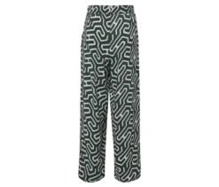 Schlupfhose in Crinkle-Optik, dunkelgrüner Alloverprint