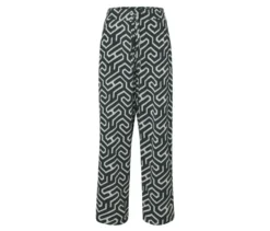 Schlupfhose in Crinkle-Optik, dunkelgrüner Alloverprint