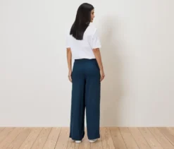 Schlupfhose in Crinkle-Optik, blau