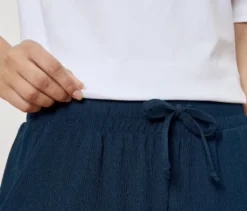 Schlupfhose in Crinkle-Optik, blau