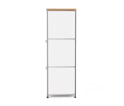 Schmale Kommode Metall »CN3« mit Holzplatte und 2 Klappenfächern, weiß